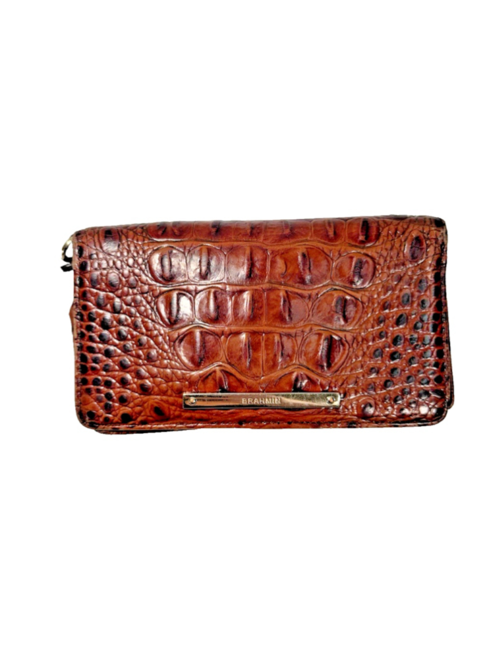BRAHMIN DEBRA PECAN MELBOURNE LEATHER Croc Embossed WALLET